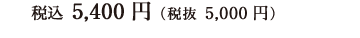 税込 5,400円（税抜 5,000円）